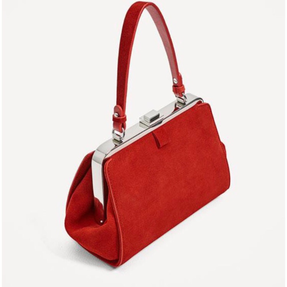 Zara real suede mini city bag